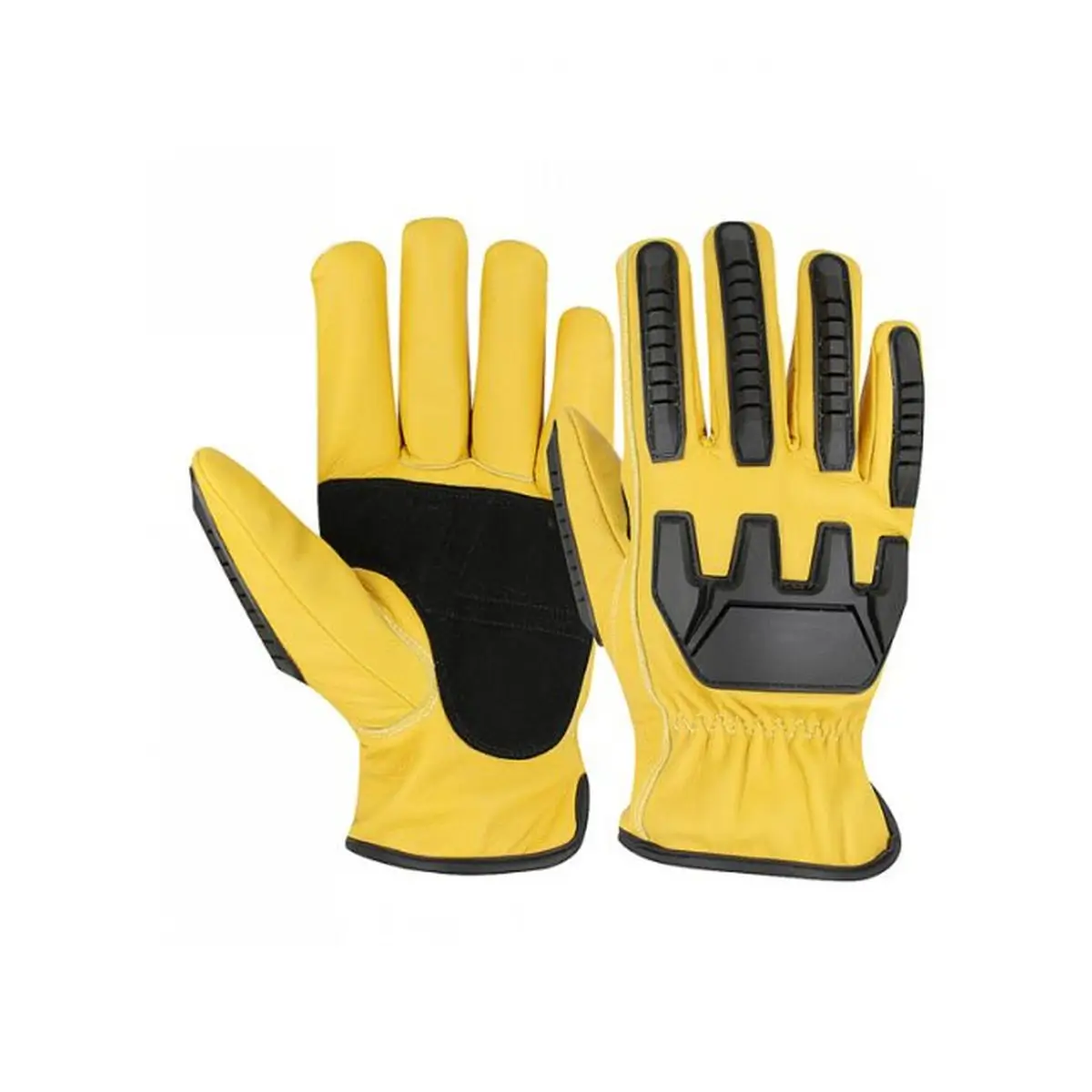 Yellow and Black Palm Grip Impact-Style Gloves IG-007